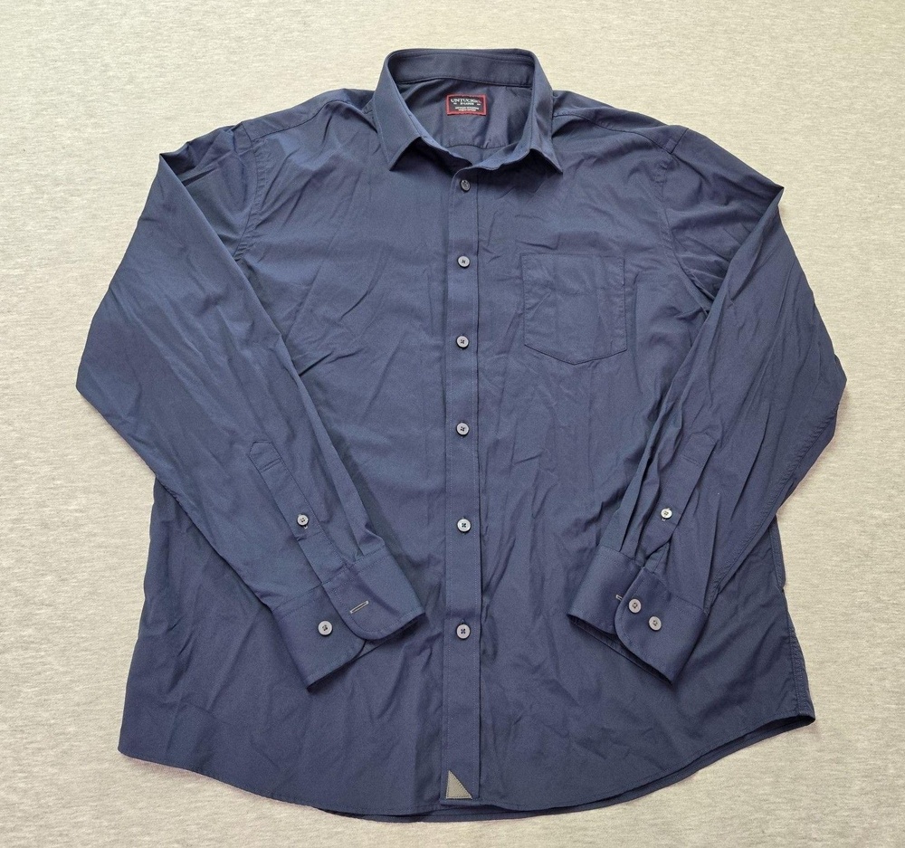 UNTUCKit Shirt Mens XL Blue Solid Long Sleeve Button Up Stretch Gironde Casual